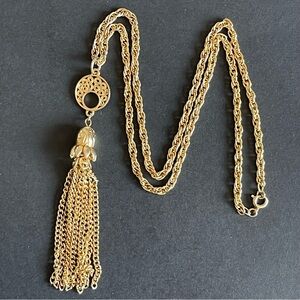 Elegant Gold Tassel Necklace.
